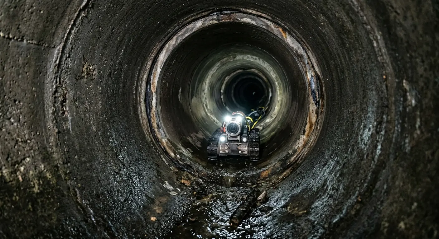 Robotic sewer camera inspecting pipe interior for Sewer Line Repair in Inver Grove Heights